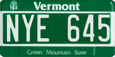 VT license plate NYE645