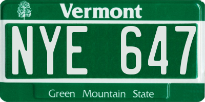 VT license plate NYE647