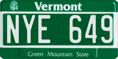 VT license plate NYE649