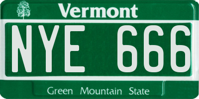 VT license plate NYE666