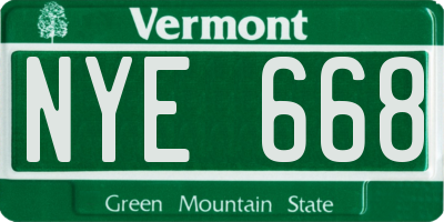 VT license plate NYE668