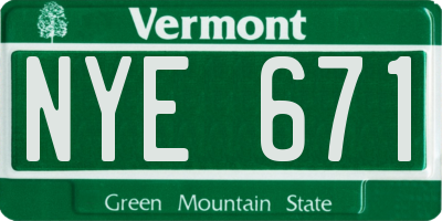 VT license plate NYE671