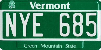 VT license plate NYE685