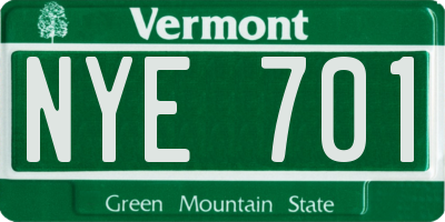 VT license plate NYE701