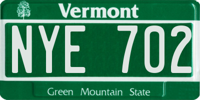 VT license plate NYE702