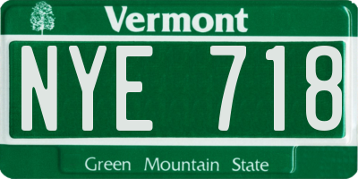 VT license plate NYE718