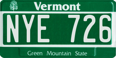 VT license plate NYE726