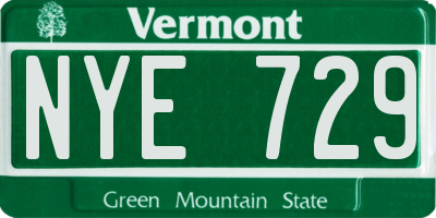 VT license plate NYE729