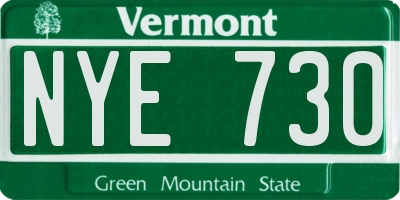 VT license plate NYE730