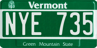 VT license plate NYE735