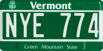 VT license plate NYE774