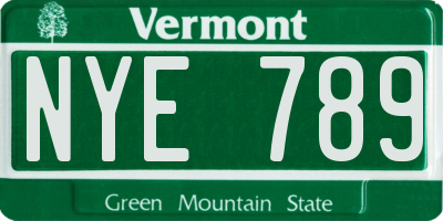 VT license plate NYE789