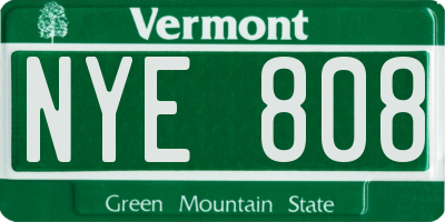 VT license plate NYE808