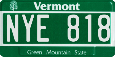 VT license plate NYE818
