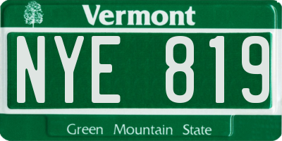 VT license plate NYE819