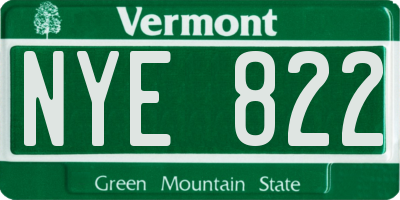 VT license plate NYE822