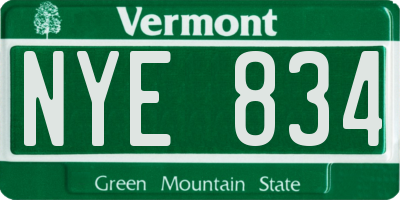 VT license plate NYE834