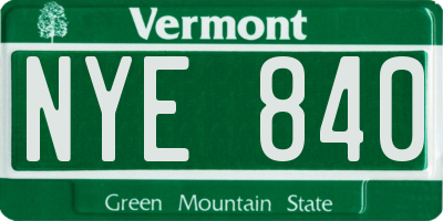 VT license plate NYE840