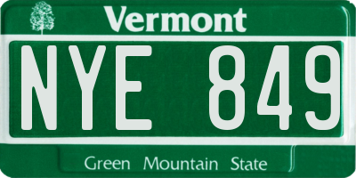 VT license plate NYE849