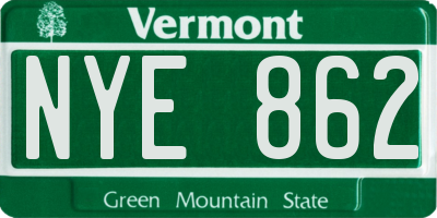 VT license plate NYE862