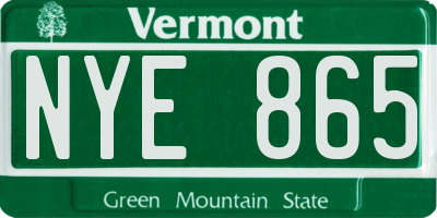 VT license plate NYE865