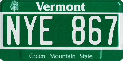 VT license plate NYE867