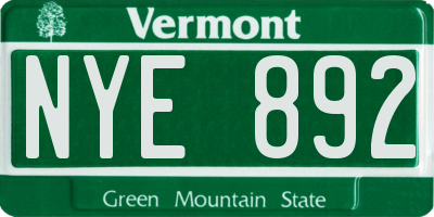 VT license plate NYE892