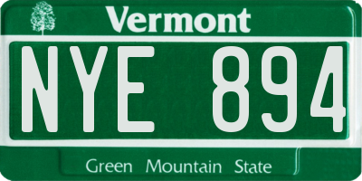 VT license plate NYE894