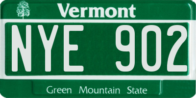 VT license plate NYE902