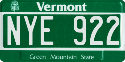 VT license plate NYE922