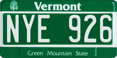 VT license plate NYE926