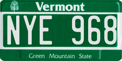 VT license plate NYE968