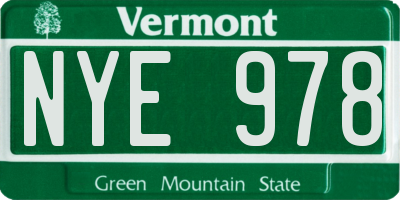 VT license plate NYE978