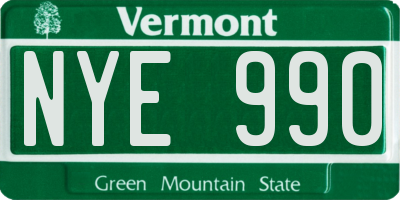 VT license plate NYE990
