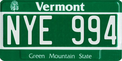 VT license plate NYE994