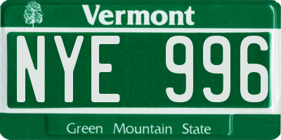 VT license plate NYE996