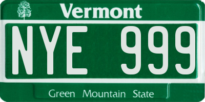 VT license plate NYE999