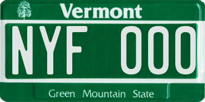 VT license plate NYF000