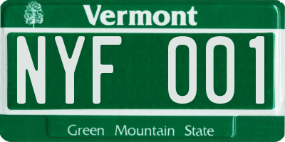 VT license plate NYF001