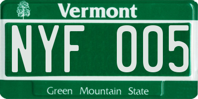 VT license plate NYF005
