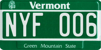 VT license plate NYF006