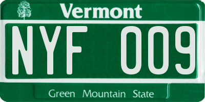 VT license plate NYF009