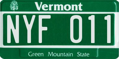 VT license plate NYF011