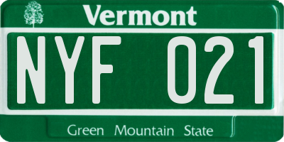 VT license plate NYF021