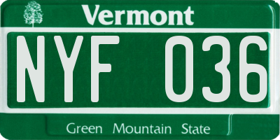 VT license plate NYF036