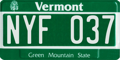 VT license plate NYF037