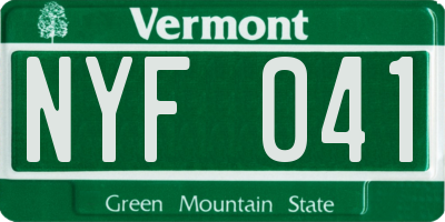 VT license plate NYF041