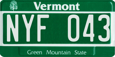 VT license plate NYF043