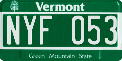 VT license plate NYF053