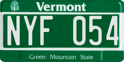VT license plate NYF054